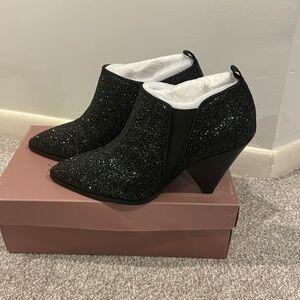 Black glitter booties